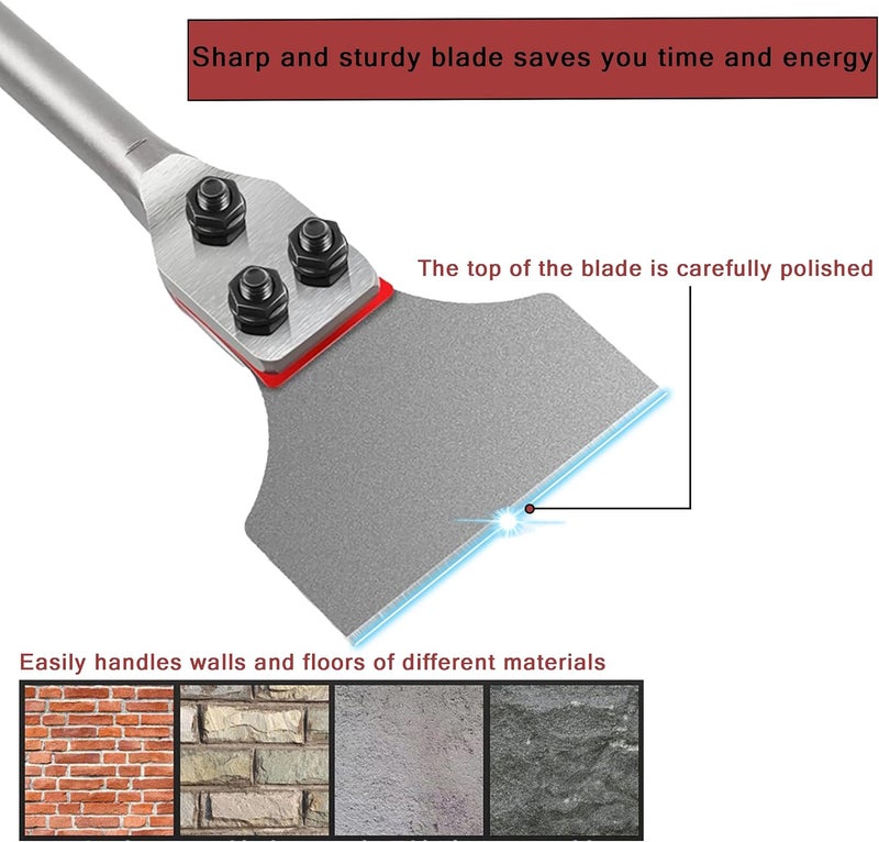 Regiis Tech SDS Plus Floor Scraper 5 in. x 12 in. Wide Tile Flooring Adhesives Remover, Thinset Removal Tool Chisel Bit with Spare Blades for Rotary Hammer Drill - Image 3